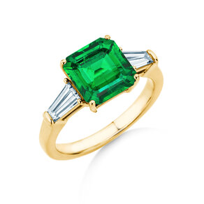 Farbsteinring Emerald Elegance in 9K Gelbgold mit Smaragd 1,80ct und Diamanten 0,40ct