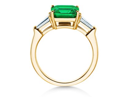 Farbsteinring Emerald Elegance in 9K Gelbgold mit Smaragd 1,80ct und Diamanten 0,40ct