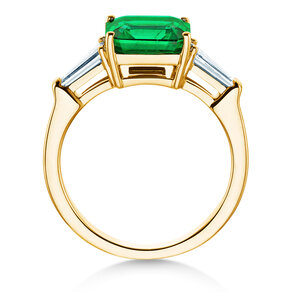 Farbsteinring Emerald Elegance in 9K Gelbgold mit Smaragd 1,80ct und Diamanten 0,40ct