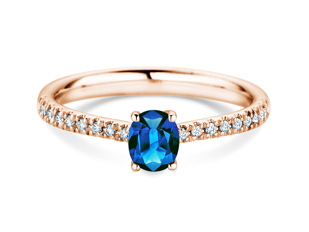 Geburtsstein-Ring Glow Pavé September in 9K Roségold mit Saphir 0,60ct und Diamanten 0,11ct