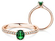 Farbsteinring Glow Pavé in Roségold