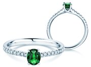 Farbsteinring Glow Pavé in Platin