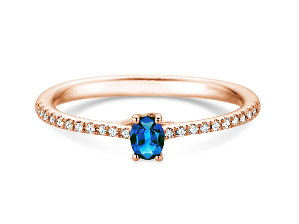 Geburtsstein-Ring Glow Pavé September in 18K Roségold mit Saphir 0,25ct und Diamanten 0,09ct
