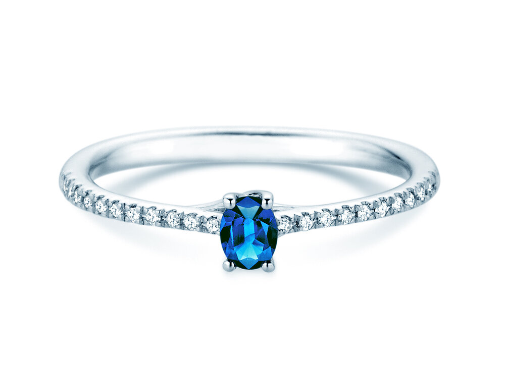 Geburtsstein-Ring Glow Pavé September in Platin 950/- mit Saphir 0,25ct und Diamanten 0,09ct