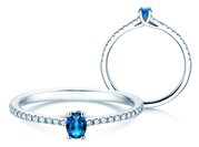 Farbsteinring Glow Pavé in 9K Weißgold mit Saphir 0,25ct und Diamanten 0,09ct