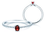 Farbsteinring Glow Pavé in 9K Weißgold mit Rubin 0,25ct und Diamanten 0,09ct