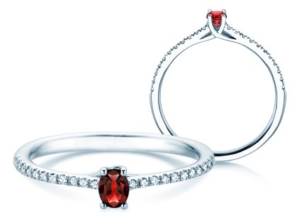 Farbsteinring Glow Pavé in 14K Weißgold mit Rubin 0,25ct und Diamanten 0,09ct