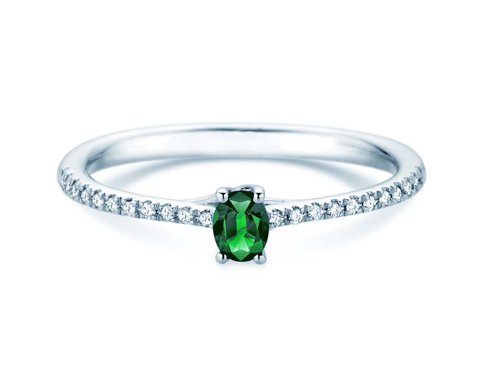 Geburtsstein-Ring Glow Pavé Mai in Platin 950/- mit Smaragd 0,25ct und Diamanten 0,09ct