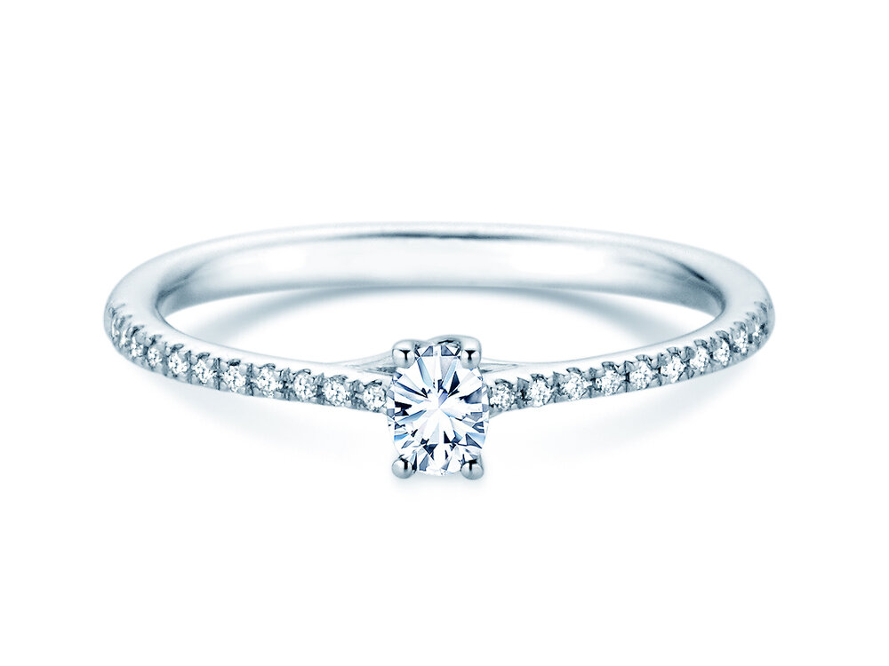 Geburtsstein-Ring Glow Pavé April in Platin 950/- mit Diamant 0,25ct und Diamanten 0,09ct