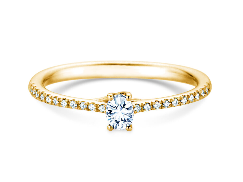Geburtsstein-Ring Glow Pavé April in 18K Gelbgold mit Diamant 0,25ct und Diamanten 0,09ct