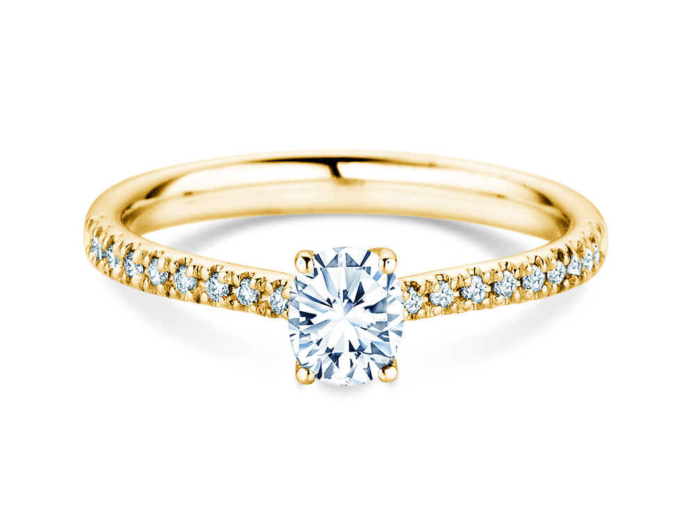Geburtsstein-Ring Glow Pavé April in 14K Gelbgold mit Diamant 0,60ct und Diamanten 0,11ct