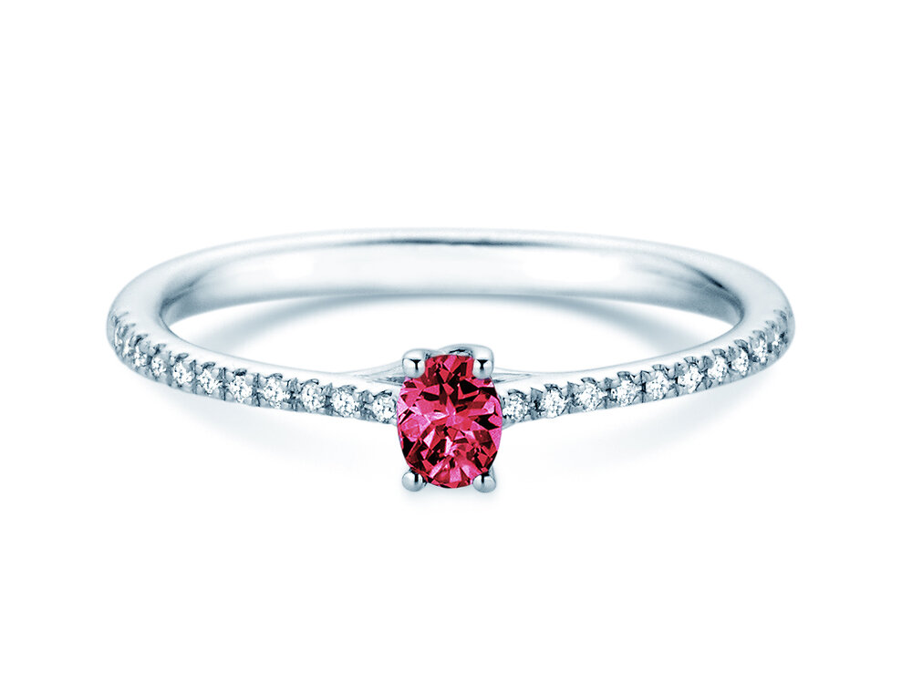 Geburtsstein-Ring Glow Pavé Januar in Platin 950/- mit Granat 0,25ct und Diamanten 0,09ct
