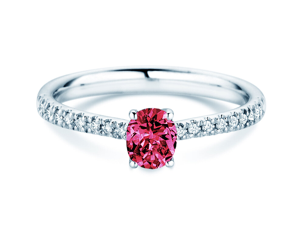 Geburtsstein-Ring Glow Pavé Januar in Platin 950/- mit Granat 0,60ct und Diamanten 0,11ct