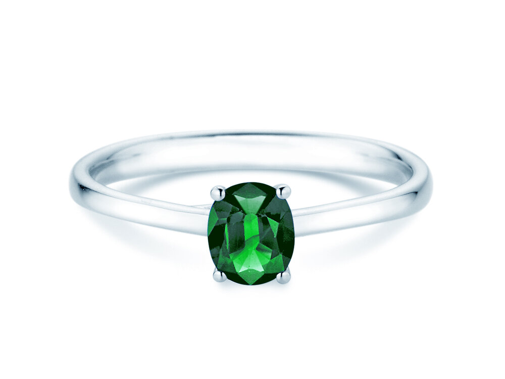 Farbsteinring Glow in 9K Weißgold mit Smaragd 0,60ct