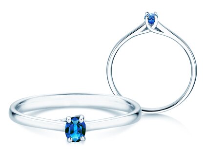 Farbsteinring Glow in 9K Weißgold mit Saphir 0,25ct