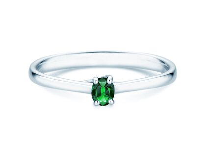 Farbsteinring Glow in 9K Weißgold mit Smaragd 0,25ct