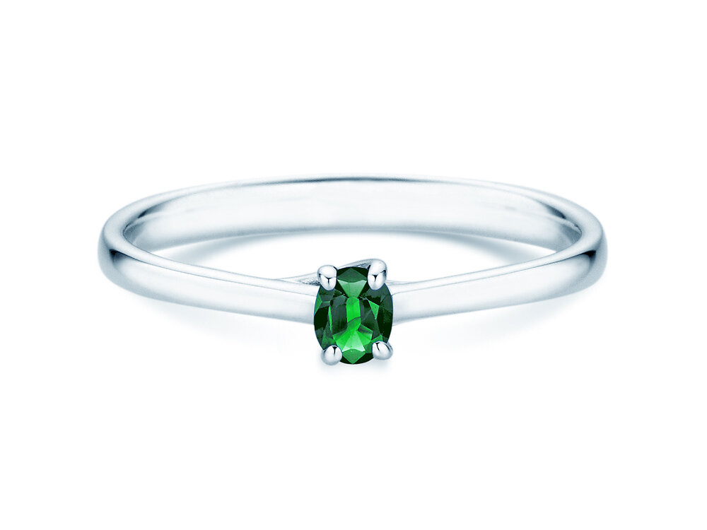 Farbsteinring Glow in 9K Weißgold mit Smaragd 0,25ct