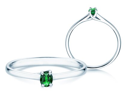 Farbsteinring Glow in 9K Weißgold mit Smaragd 0,25ct