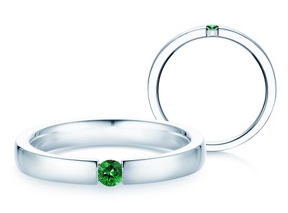 Farbsteinring Infinity Colour in 14K Weißgold mit Smaragd 0,03ct