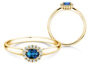 Farbsteinring Jolie Cross in 9K Gelbgold mit Saphir 0,25ct und Diamanten 0,06ct