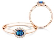 Farbsteinring Jolie Cross in 9K Roségold mit Saphir 0,25ct und Diamanten 0,06ct