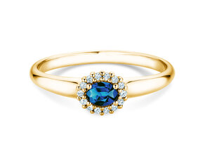 Farbsteinring Jolie Cross in 9K Gelbgold mit Saphir 0,25ct und Diamanten 0,06ct