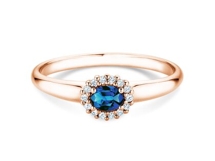 Farbsteinring Jolie Cross in 9K Roségold mit Saphir 0,25ct und Diamanten 0,06ct