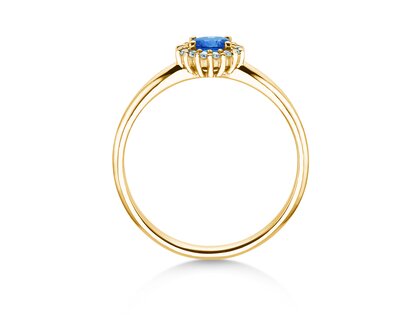Farbsteinring Jolie Cross in 9K Gelbgold mit Saphir 0,25ct und Diamanten 0,06ct