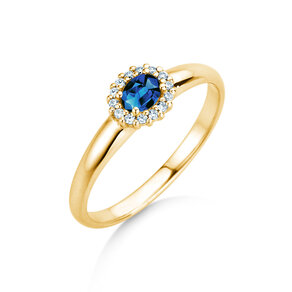Farbsteinring Jolie Cross in 9K Gelbgold mit Saphir 0,25ct und Diamanten 0,06ct
