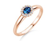Farbsteinring Jolie Cross in 9K Roségold mit Saphir 0,25ct und Diamanten 0,06ct