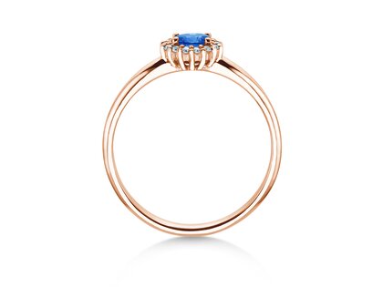 Farbsteinring Jolie Cross in 9K Roségold mit Saphir 0,25ct und Diamanten 0,06ct