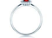 Farbsteinring Jolie Cross in 9K Weißgold mit Rubin 0,25ct und Diamanten 0,06ct