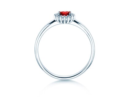 Farbsteinring Jolie Cross in 9K Weißgold mit Rubin 0,25ct und Diamanten 0,06ct