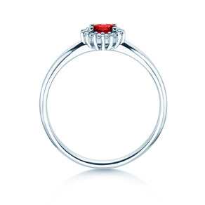 Farbsteinring Jolie Cross in 9K Weißgold mit Rubin 0,25ct und Diamanten 0,06ct