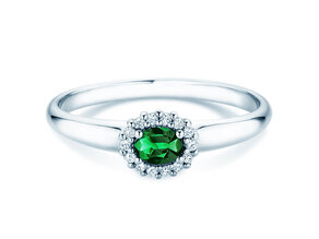 Farbsteinring Jolie Cross in Platin