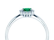 Farbsteinring Jolie Cross in 9K Weißgold mit Smaragd 0,25ct und Diamanten 0,06ct