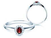 Farbsteinring Jolie in 9K Weißgold mit Rubin 0,25ct und Diamanten 0,06ct