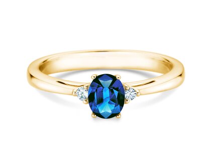 Farbsteinring Life in 9K Gelbgold mit Saphir 0,25ct und Diamanten 0,03ct