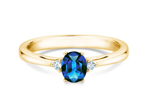 Farbsteinring Life in 9K Gelbgold mit Saphir 0,25ct und Diamanten 0,03ct