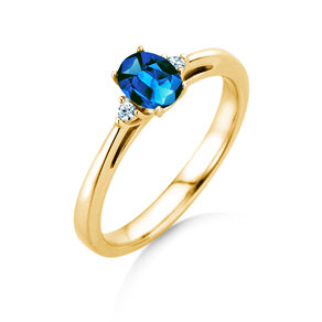 Farbsteinring Life in 9K Gelbgold mit Saphir 0,25ct und Diamanten 0,03ct