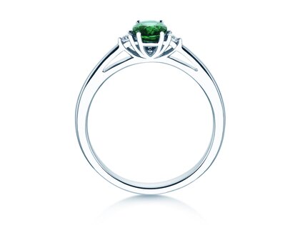 Farbsteinring Life in 9K Weißgold mit Smaragd 0,25ct und Diamanten 0,03ct