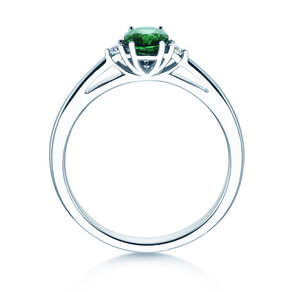 Farbsteinring Life in 9K Weißgold mit Smaragd 0,25ct und Diamanten 0,03ct