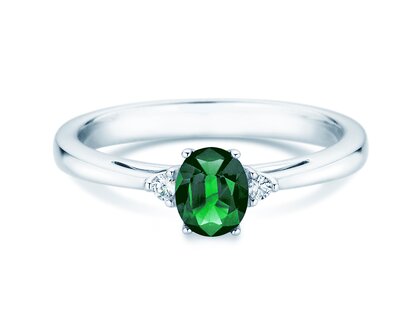 Farbsteinring Life in 9K Weißgold mit Smaragd 0,25ct und Diamanten 0,03ct