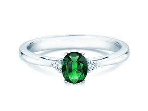 Farbsteinring Life in 9K Weißgold mit Smaragd 0,25ct und Diamanten 0,03ct