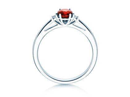 Farbsteinring Life in 14K Weißgold mit Rubin 0,25ct und Diamanten 0,03ct