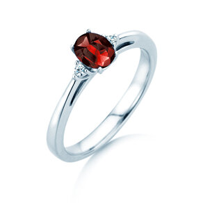 Farbsteinring Life in 14K Weißgold mit Rubin 0,25ct und Diamanten 0,03ct
