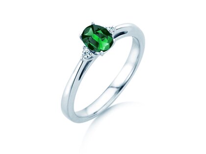 Farbsteinring Life in 9K Weißgold mit Smaragd 0,25ct und Diamanten 0,03ct