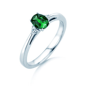 Farbsteinring Life in 9K Weißgold mit Smaragd 0,25ct und Diamanten 0,03ct