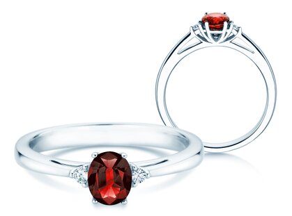 Farbsteinring Life in 14K Weißgold mit Rubin 0,60ct und Diamanten 0,03ct