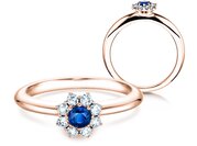 Farbsteinring Lovely in 9K Roségold mit Saphir 0,10ct und Diamanten 0,15ct